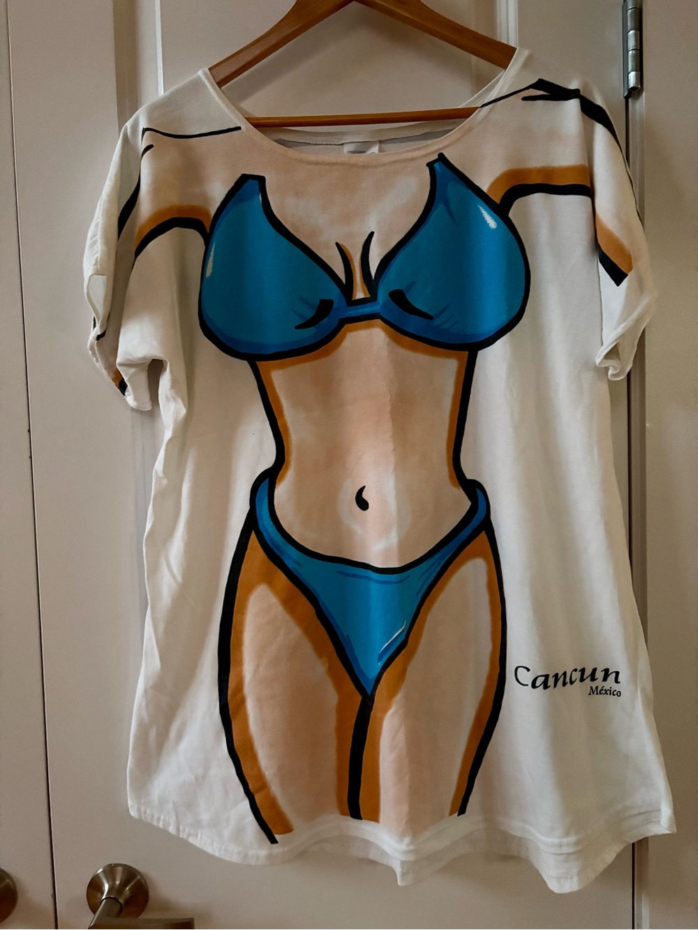 Bathing Suit Swim Long Cover Up Bikini Graphic Tourist Souvenir Mexico 90s Y2K